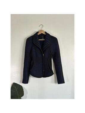 Ohne Titel | Featured on Vogue Runway | Checked Weave Wool Coat Black Blue